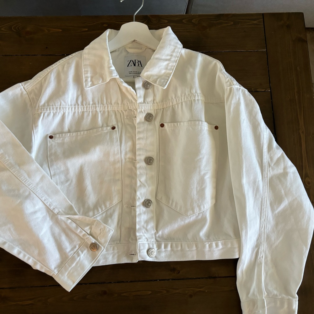 Zara White jean cropped jacket